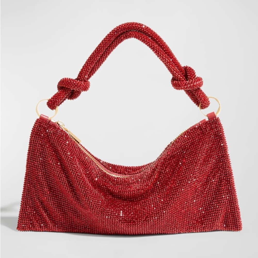 Red Knotted Embellished Shoulder Bag